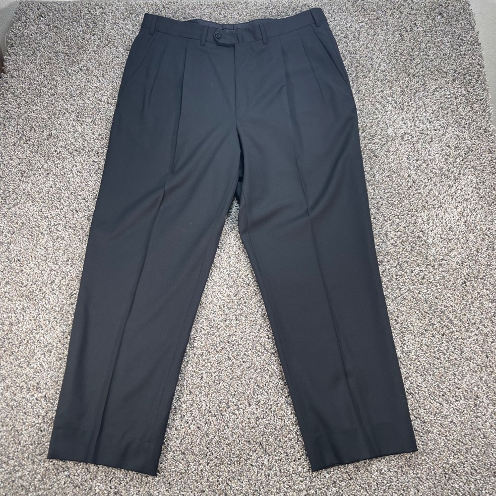 Ermenegildo Zegna Men's 36x28 Black Wool Pleated Dress Pants Trousers NMP002